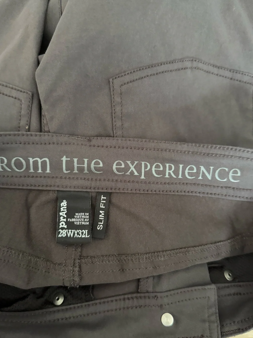 Prana 28X32 Slim Fit Grey Charcoal Pants Outdoor Hike Trail Gorp